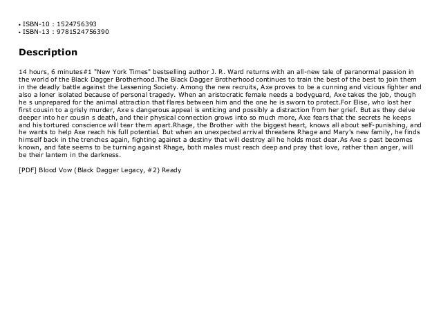 Pdf Blood Vow Black Dagger Legacy 2 Ready
