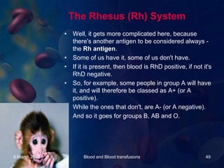 Blood and blood transfusion | PPTX