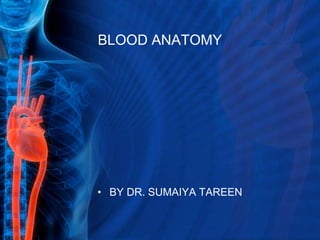 BLOOD ANATOMY
• BY DR. SUMAIYA TAREEN
 