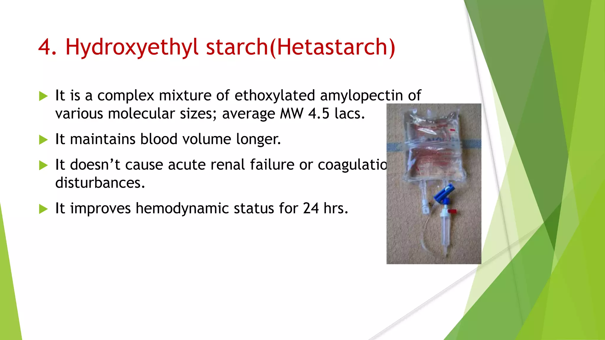 Hetastarch Injection Blood and plasma volume expanders | PPTX