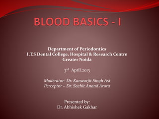 Department of Periodontics
I.T.S Dental College, Hospital & Research Centre
Greater Noida
3rd April.2013
Moderator- Dr. Kanwarjit Singh Asi
Perceptor – Dr. Sachit Anand Arora
Presented by:
Dr. Abhishek Gakhar
 