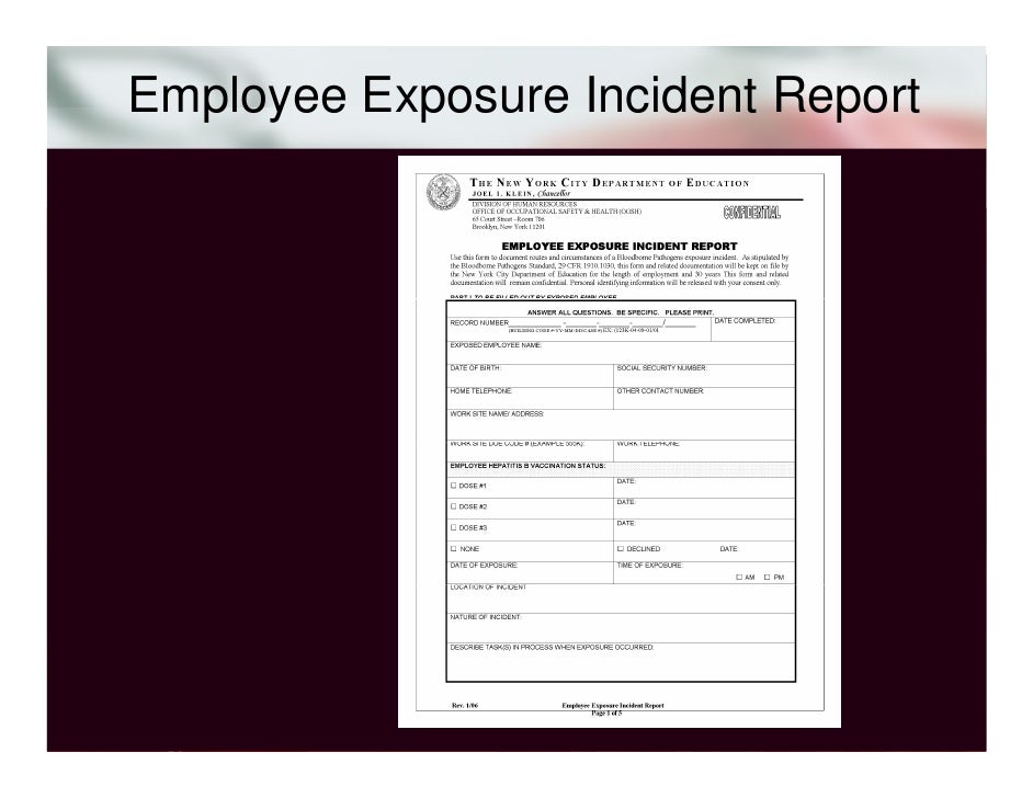 bloodborne pathogens bloodborne pathogens exposure incident report form