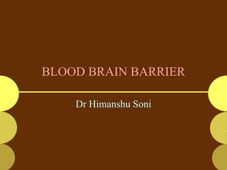 BLOOD BRAIN BARRIER
Dr Himanshu Soni
_
 