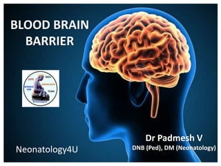 BLOOD BRAIN
BARRIER
Neonatology4U
Dr Padmesh V
DNB (Ped), DM (Neonatology)
 