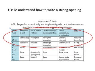 LO: To understand how to write a strong opening

 