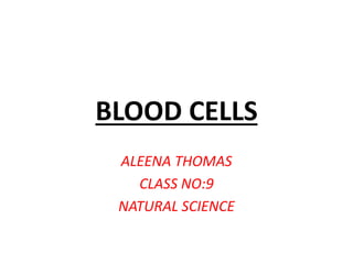 BLOOD CELLS
ALEENA THOMAS
CLASS NO:9
NATURAL SCIENCE
 