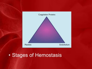• Stages of Hemostasis
 