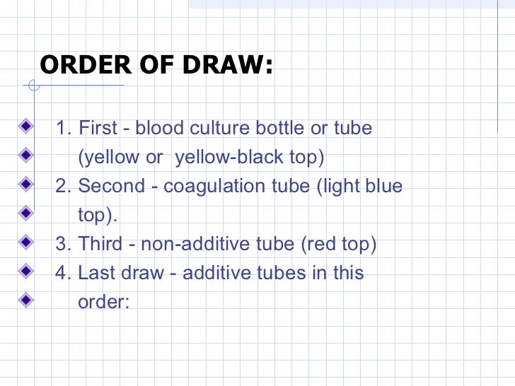 What is the order of draw when collecting blood samples?