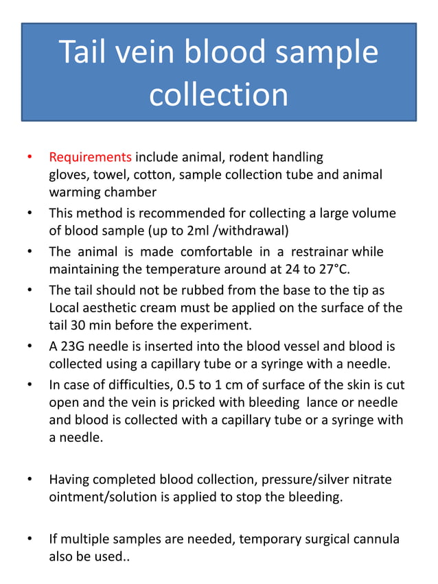 Animal Blood Collection Methods Blood Collection For Animals – Blood Collection Guidelines For Animals ...