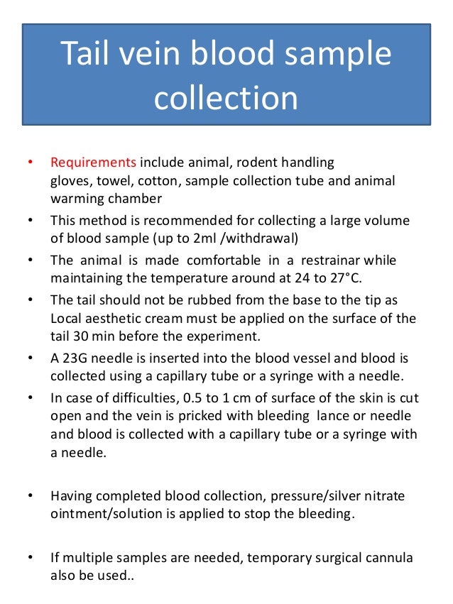 Blood collection techniques from laboratory animals