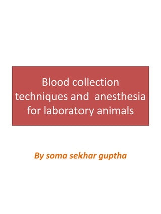 Blood collection
techniques and anesthesia
for laboratory animals
By soma sekhar guptha
 
