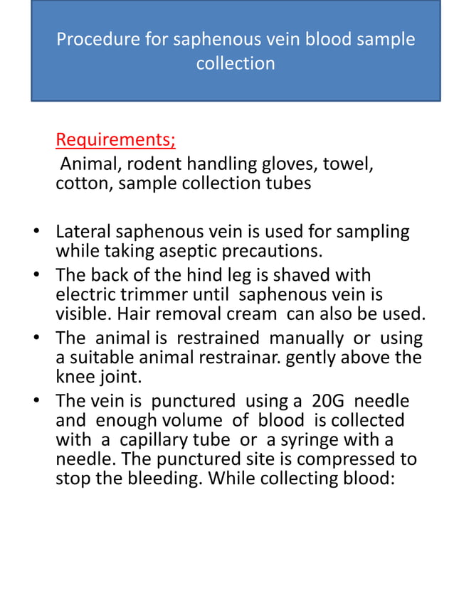 Blood collection techniques from laboratory animals PDF