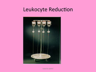 Leukocyte	
  Reduc;on	
  
KAWITA BAPAT
 