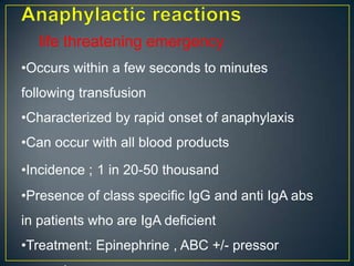 Blood components and transfusion reactions | PPSX