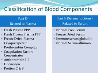 Blood components preparation and therapeutic uses final | PPT