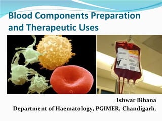 Blood Components Preparation
and Therapeutic Uses




                                 Ishwar Bihana
 Department of Haematology, PGIMER, Chandigarh.
 