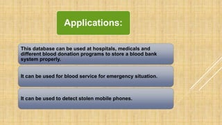 Blood Donation Database | PPTX