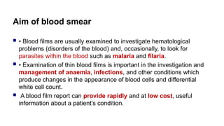 Blood film.ppt smaring and staining and making very good report | PPT