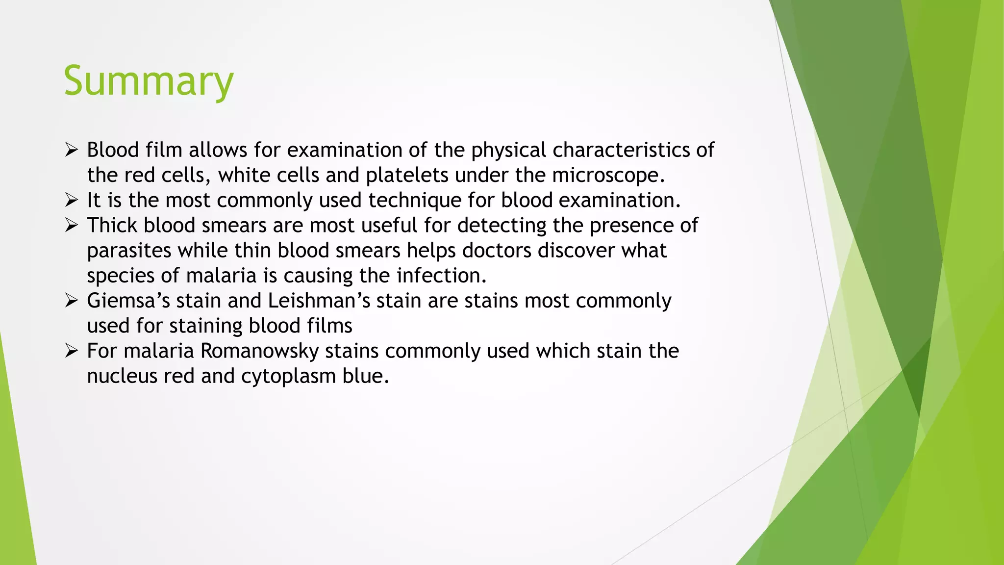 Blood film for malaria | PPTX