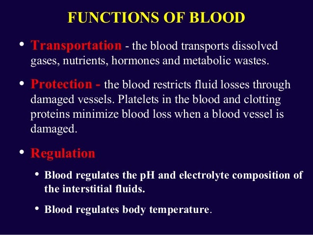 Blood formation and composition