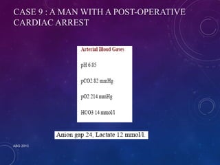 CASE 9 : A MAN WITH A POST-OPERATIVE 
CARDIAC ARREST 
ABG 2013 
 