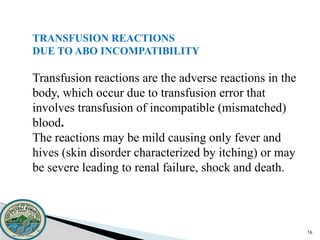 Incompatible Skin BLOOD GROUPING.ppt