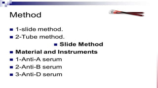 Demonstration of Blood grouping