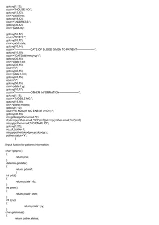 BLOOD DONATION SYSTEM IN C++ | DOC