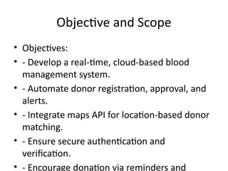 BloodLink: Real-Time Smart Blood Donation and Management System | PPTX