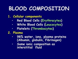 BLOOD PHYSIOLOGY white blood cells red blood cells | PPT