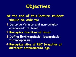 BLOOD PHYSIOLOGY white blood cells red blood cells | PPT