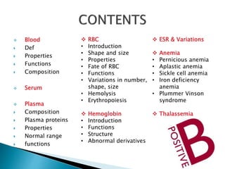Blood, composition, rbc ,wbc ,platelets ,physiology, disorders,blood ...