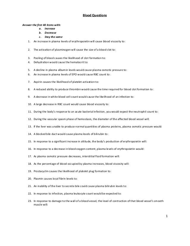 Blood prac questions