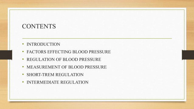 Physiology of Blood Pressure - Regulation | PPTX