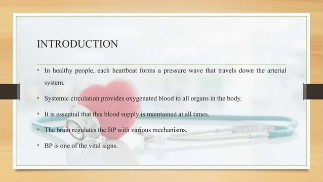 Physiology of Blood Pressure - Regulation | PPTX
