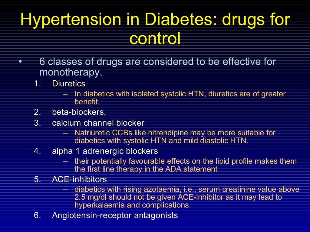 Blood pressure control in diabetes