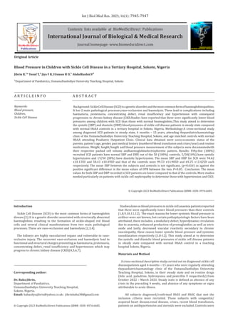Blood Pressure in Children with Sickle Cell Disease in a Tertiary ...