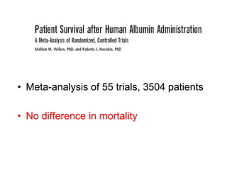• Meta-analysis of 55 trials, 3504 patients
• No difference in mortality
 