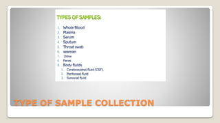 TYPE OF SAMPLE COLLECTION
 