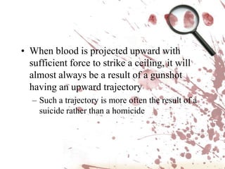 Sobriety of the victim will have NO significant effect on how the blood stain patterns are producedHigh blood alcohol level is of no concern to the interpretation of bloodstain patterns