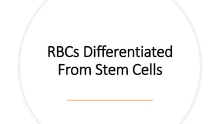 RBCs Differentiated
From Stem Cells
 