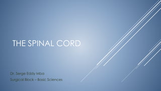 THE SPINAL CORD
Dr. Serge Eddy Mba
Surgical Block – Basic Sciences
 