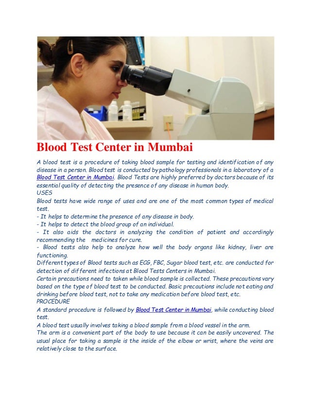 Doctors’ Choice among the topoftheline Blood Test Centers in Mumbai