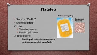 Replacing Platelets Table blood transfusion, blood components and blood substitute.PPTX