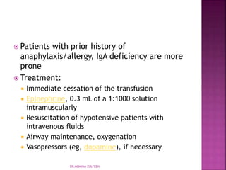 Blood transfusion and its reactions in obstetrics | PPTX