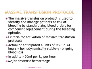 Blood transfusion and its reactions in obstetrics | PPTX