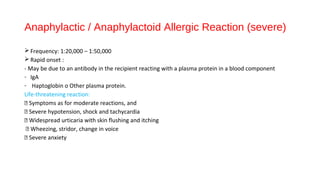 Blood transfusion and transfusion reactions | PPT