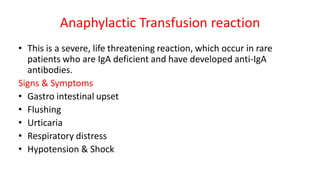 Blood Transfusion Reactions | PDF