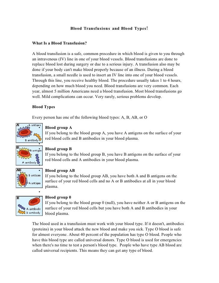 Blood Transfusions And Blood Types