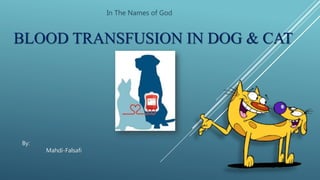 BLOOD TRANSFUSION IN DOG & CAT
In The Names of God
By:
Mahdi-Falsafi
 
